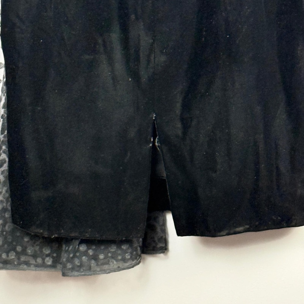 Vintage 1960s Morton Myles Black Velvet Cocktail Dress Flocked Polka Dot Bow Sz4 - Picture 9 of 10